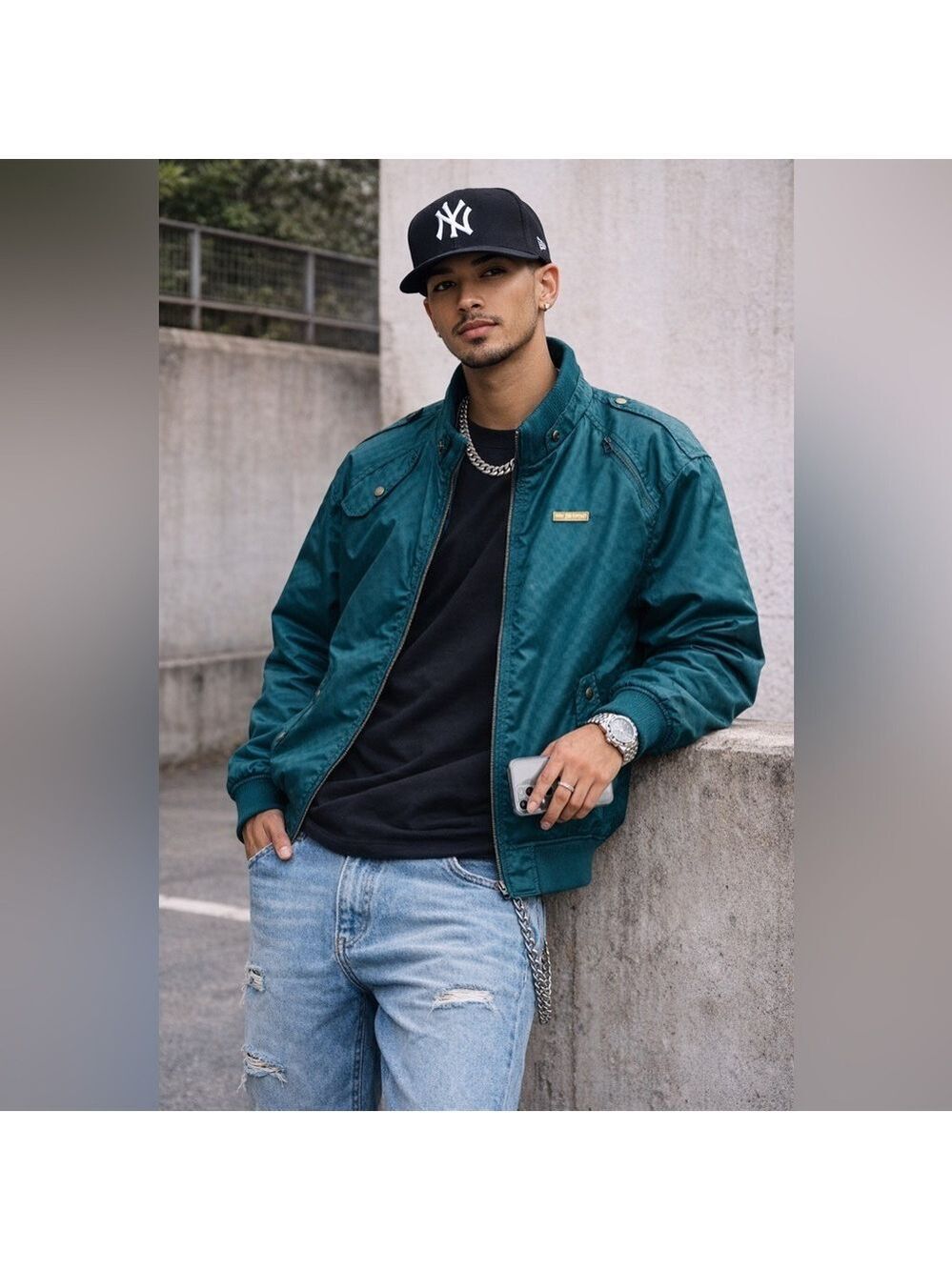 Vintage Live Mechanics Teal Bomber Jacket Windbreaker Full Zip Retro Workwear XL
